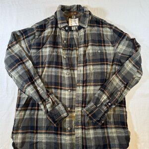 Denim & Flower Plaid Flannel Button-Up Shirt